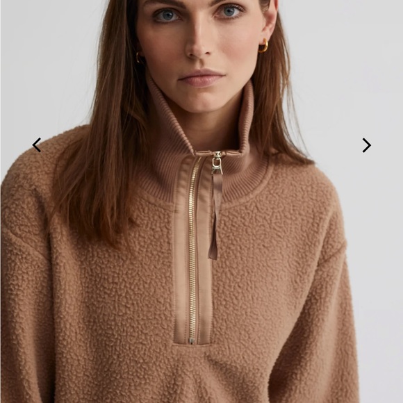Varley Roselle Half Zip Teddy Fleece Pullover Sweatshirt Tan Size Medium - Picture 2 of 13